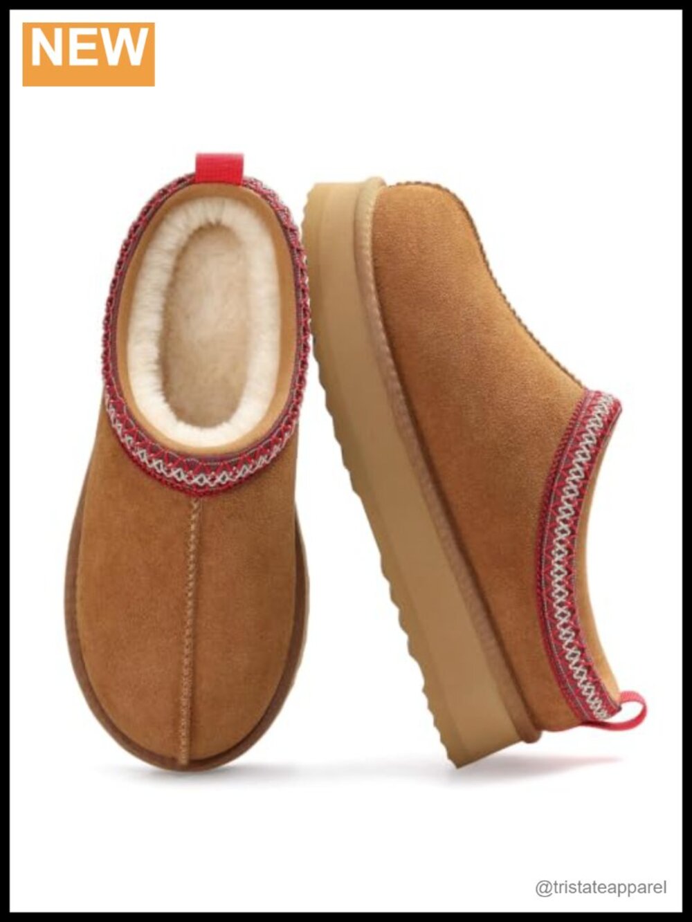 Genuine Suede Platform Slippers Fuzzy Fur Lined Slip-On Women's Winter Shoes